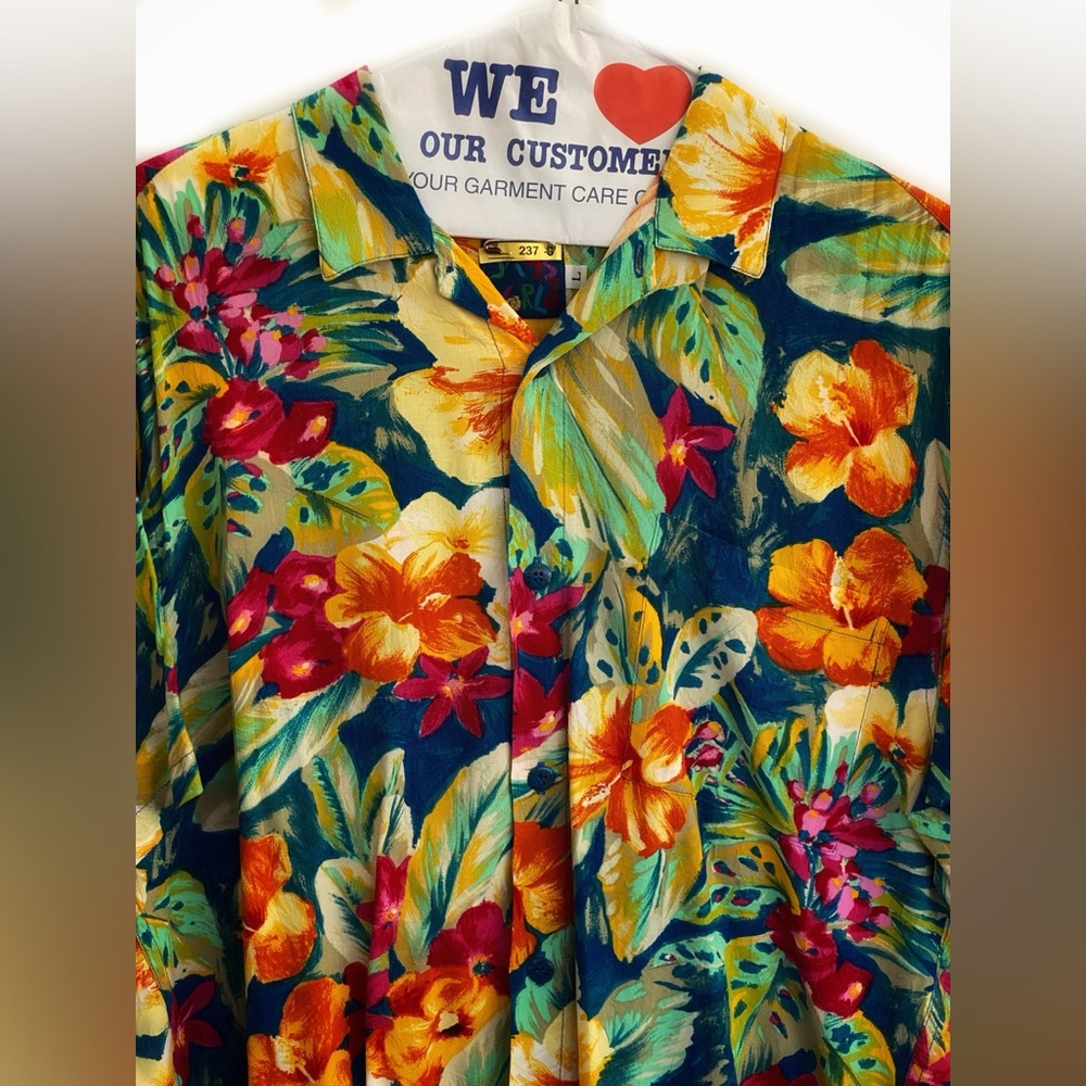 Jam’s World Hawaiian Shirt, Orange Flowers, L
